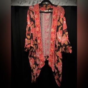 Kimono Fringe Bottom Floral Duster Boho Cover Up Cardigan